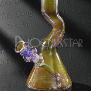 Yellow Fumed Curved Glass Bong